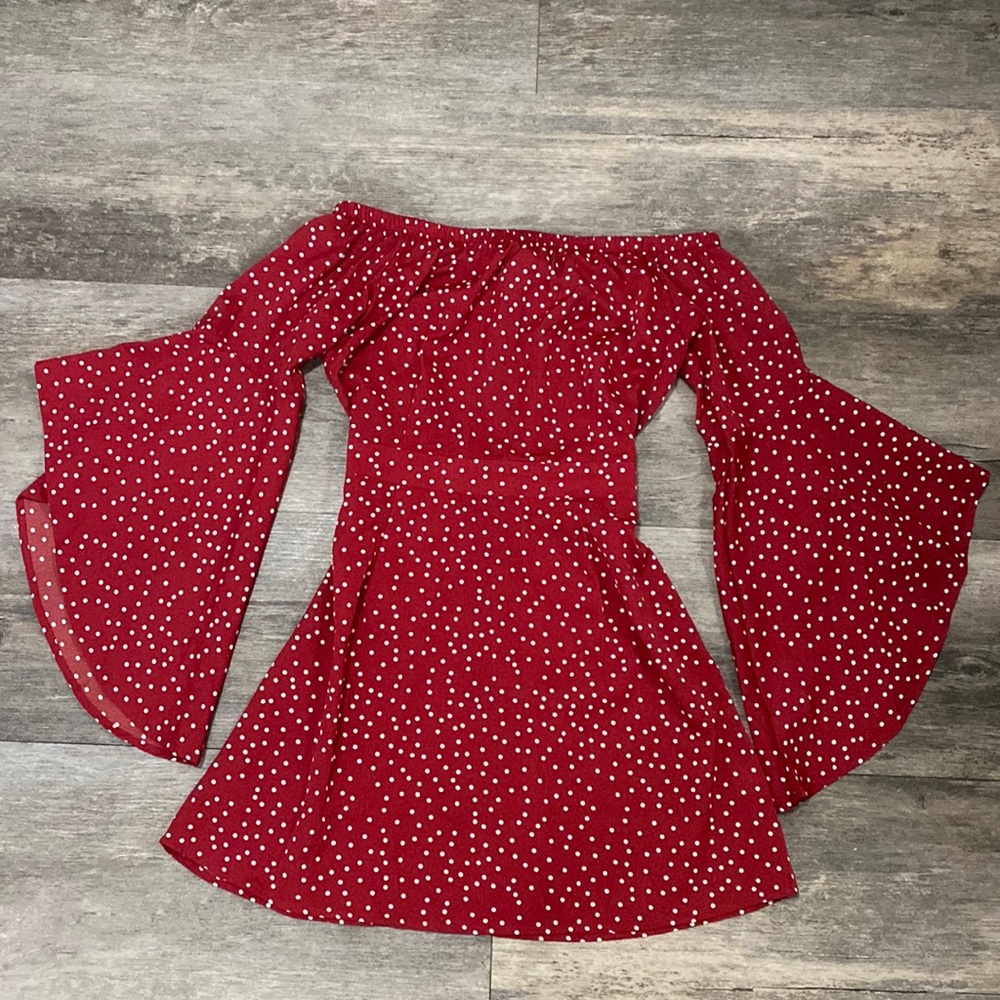 Red dress with white polka dots size medium from shein only worn once